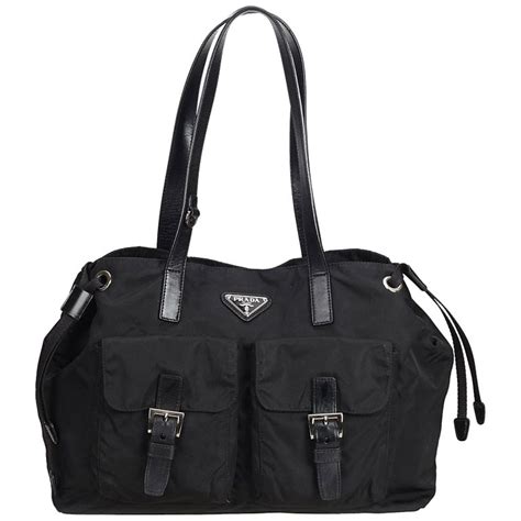 prada black bibliotheque large tote bag|Prada nylon shopper tote.